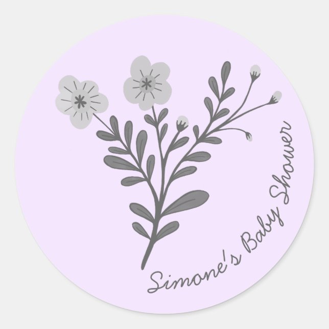 Sticker Rond Dainty Florals Élégant BABY SHOWER CHic PERSONNALI (Devant)