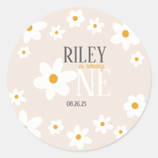 Sticker Rond Daisy 1er anniversaire Invitation