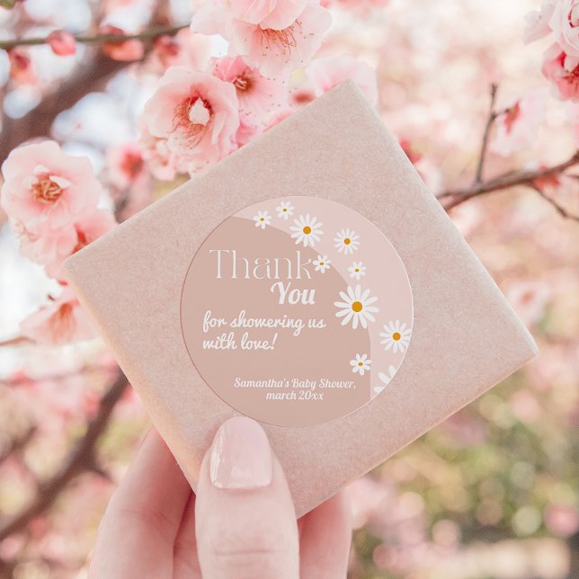 Sticker Rond Daisy Baby in florom Boho Girl Baby shower Merci (Créateur téléchargé)