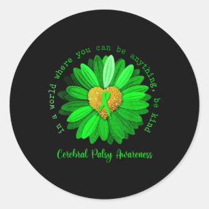 Sticker Rond Daisy Be Kind Cérébral Palsy Sensibilisation Green