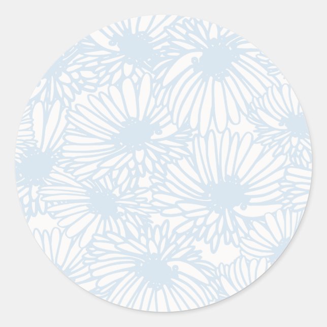 Sticker Rond Daisy Blooms - Bleu Poudre (Devant)