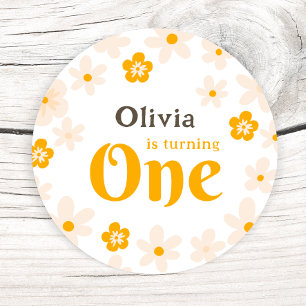 Sticker Rond Daisy Boho Floral 1er anniversaire