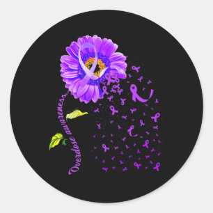 Sticker Rond Daisy Butterfly Purple Ribbon