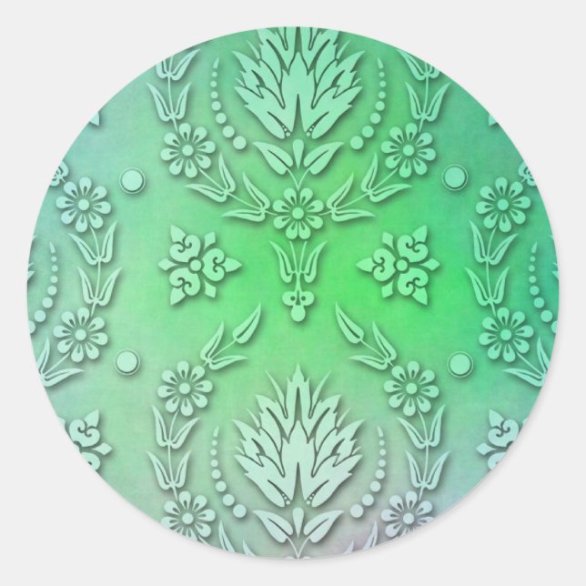 Sticker Rond Daisy Damask, COULEUR D'EAU (Devant)