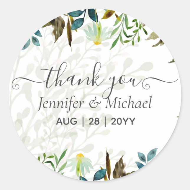 Sticker Rond Daisy Fleur sauvage Mariage de verdure (Devant)