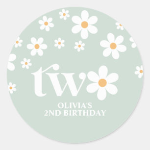 Sticker Rond Daisy floral 2E anniversaire