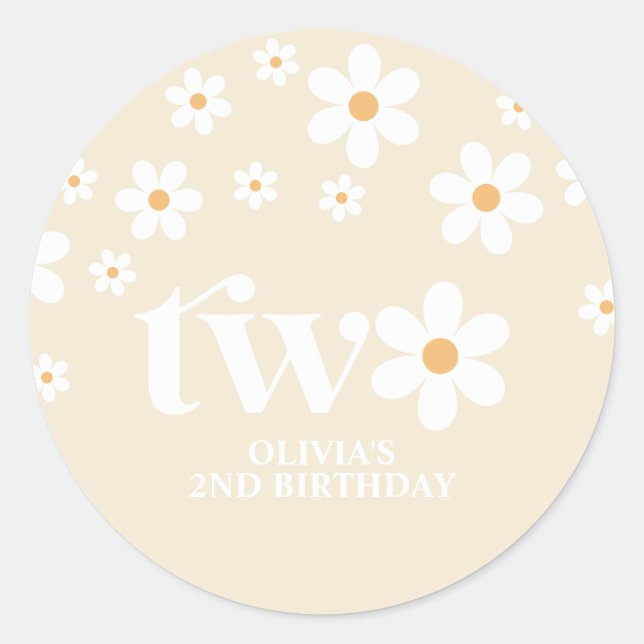 Sticker Rond Daisy floral 2E anniversaire (Devant)