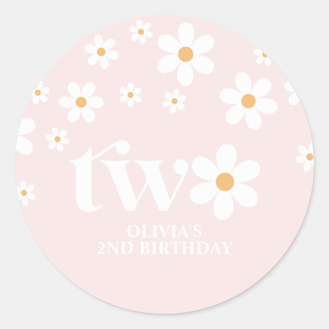 Sticker Rond Daisy floral 2E anniversaire (Devant)