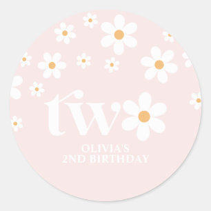 Sticker Rond Daisy floral 2E anniversaire