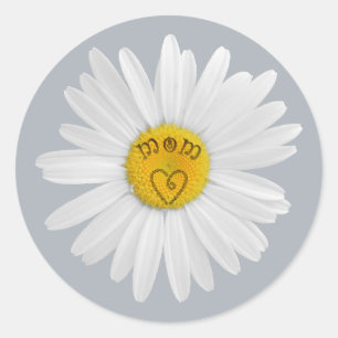 Sticker Rond Daisy Flower For Mom Art Personnaliser Arrière - p
