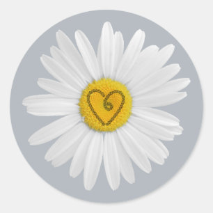 Sticker Rond Daisy Flower Love Art Personnaliser Arrière - plan