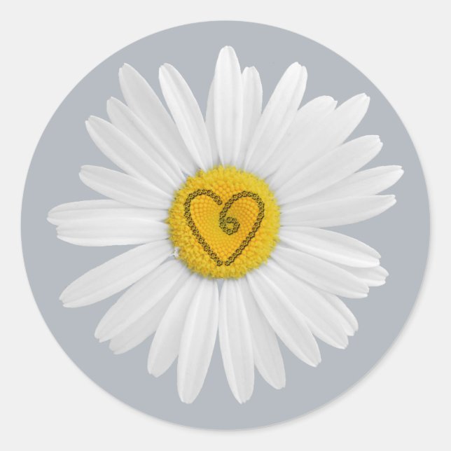 Sticker Rond Daisy Flower Love Art Personnaliser Arrière - plan (Devant)