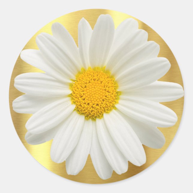 Sticker Rond Daisy Gold Cupcake Topper Enveloppe Cadeau Favori (Devant)