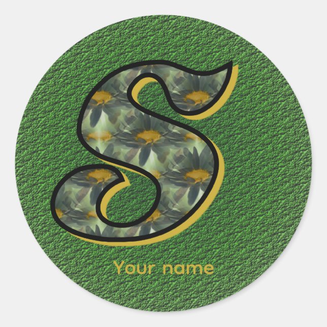 Sticker Rond Daisy Monogram Initial S Personalized (Devant)