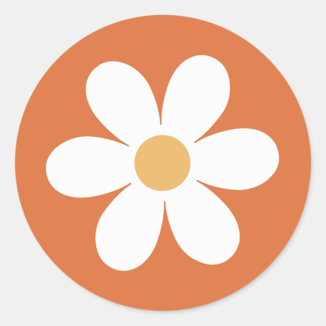 Sticker Rond Daisy rétro orange brûlé (Devant)
