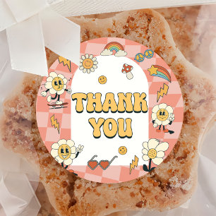 Sticker Rond Daisy & Retro Van Pink Super 1er anniversaire