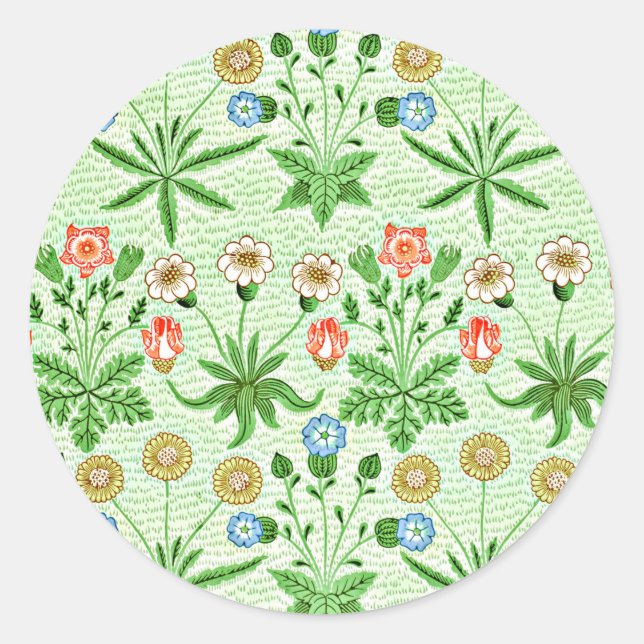 Sticker Rond Daisy, vintage William Morris motif, (Devant)