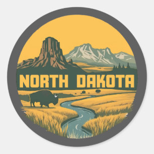 Sticker Rond Dakota du Nord États-Unis d'Amérique