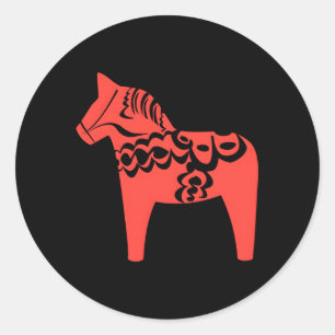 Sticker Rond Dala Horse Dalarna Suède Sverige