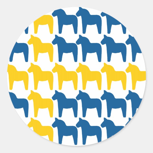 Sticker Rond Dala Horse Suède (Devant)