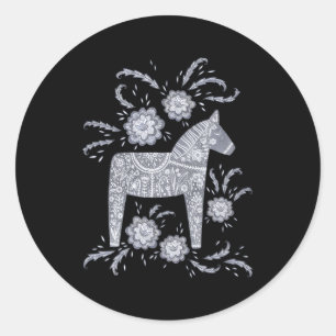 Sticker Rond Dala Horse suédois