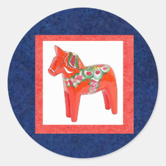 Sticker Rond Dala suédois Cheval Scandinave traditionnel