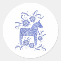 Dala suédois Horse Indigo bleu et blanc