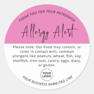 Sticker rond d'alerte d'allergie rose