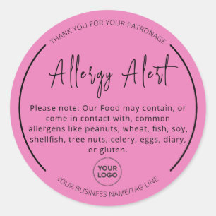 Sticker rond d'alerte d'allergie rose