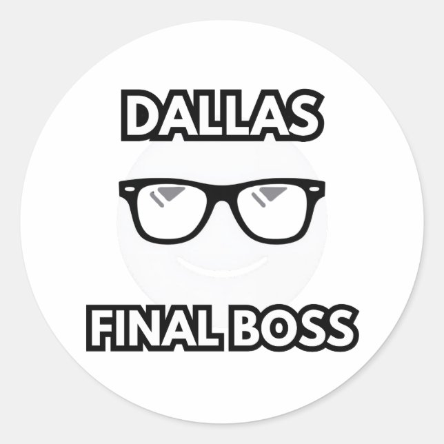 Sticker Rond Dallas Final Boss Cool Emoji (Devant)