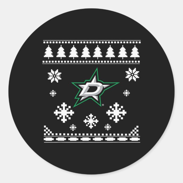 Sticker Rond Dallas Stars Ugly Christmas Sweater Holidaze (Devant)
