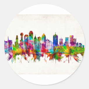 Sticker Rond Dallas Texas Skyline