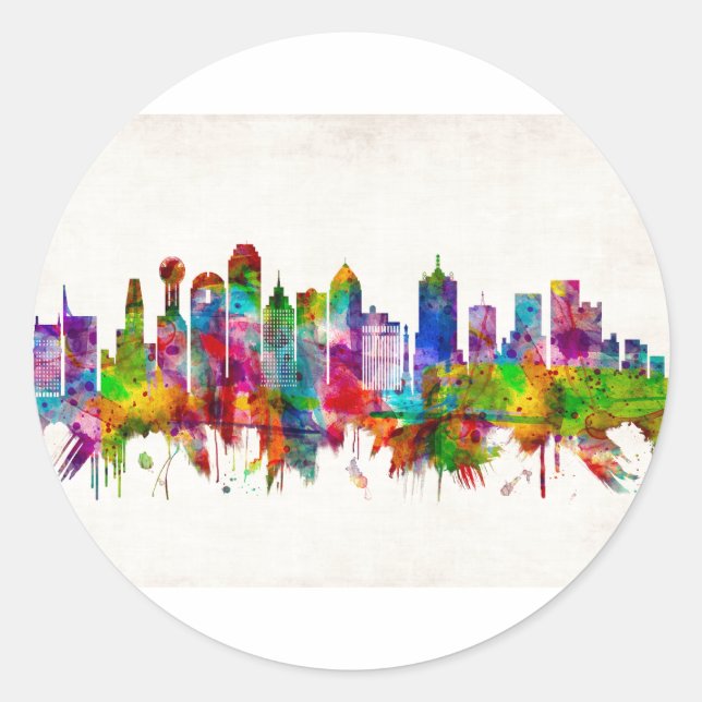Sticker Rond Dallas Texas Skyline (Devant)