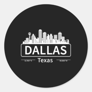 Sticker Rond Dallas Texas Skyline Voyage À Dallas Love