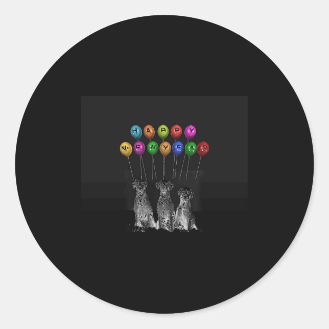 Sticker Rond Dalmatians Wishing Happy New Year 2016 T Shirt  (Devant)