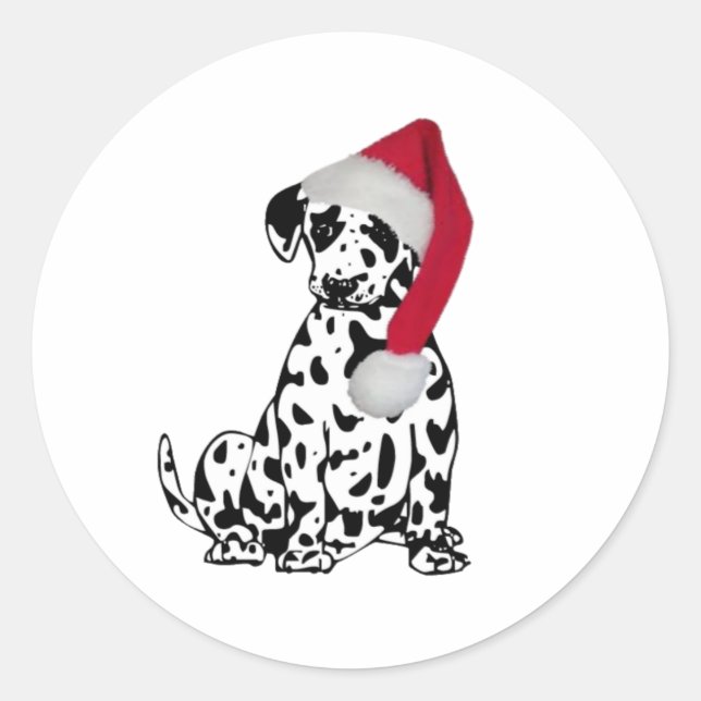 Sticker Rond Dalmatie de Noël (Devant)