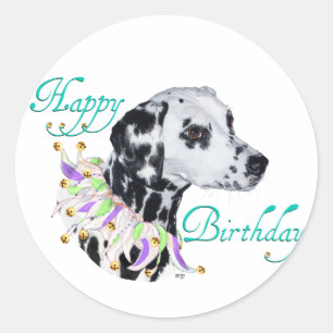 Sticker Rond Dalmatien Joyeux Anniversaire