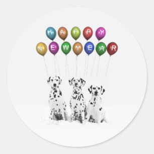 Sticker Rond Dalmatiens : Bonne année 2016