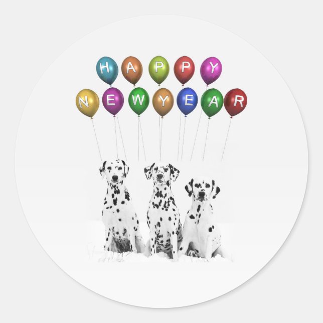 Sticker Rond Dalmatiens : Bonne année 2016 (Devant)
