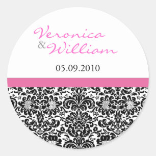 Sticker Rond Damas Accent rose Enregistrer l'autocollant Date