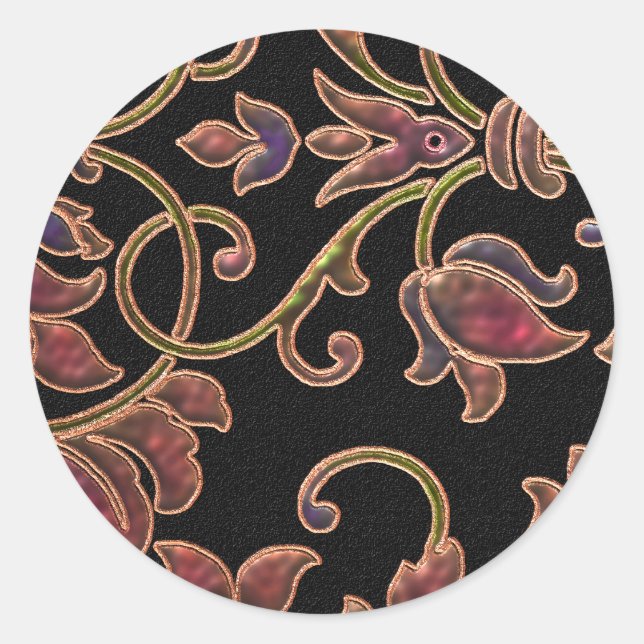 Sticker Rond Damas brillant sur noir (Devant)