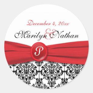 Sticker Rond Damas noir avec sticleur rouge 1,5" rond