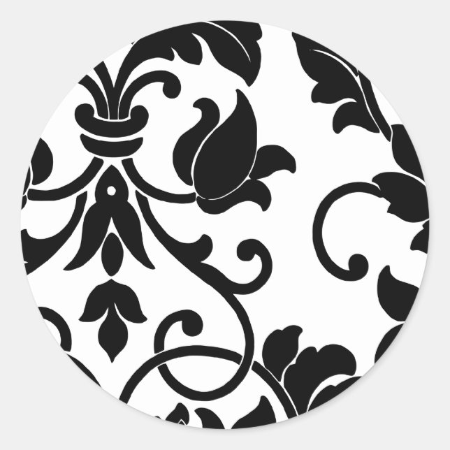 Sticker Rond Damas noir sur blanc (Devant)