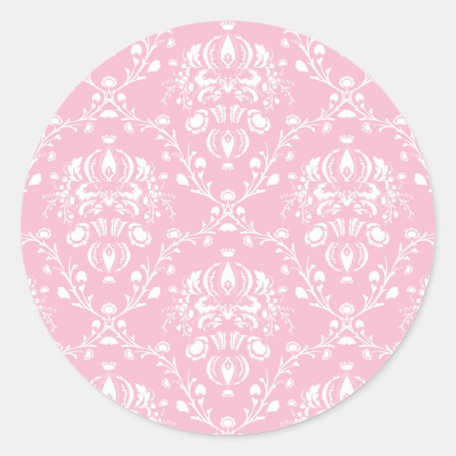 Sticker Rond Damas rose et blanc (Devant)