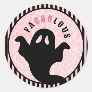 Sticker Rond Damas rose   Halloween Ghost   FABOOLOUS