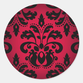 Sticker Rond damas vintage gothique noir et rouge