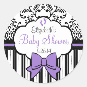 Sticker Rond Damas vintages, Tailles Et Baby shower Violet De B