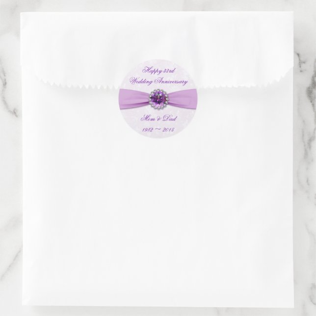 Sticker rond Damask 33e anniversaire Mariage (Sac)