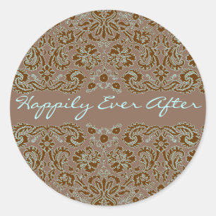 Sticker Rond Damask Blue et Mariage Brown Plus Brown