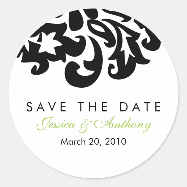 Sticker Rond damask enregistrer l'autocollant de date (Devant)